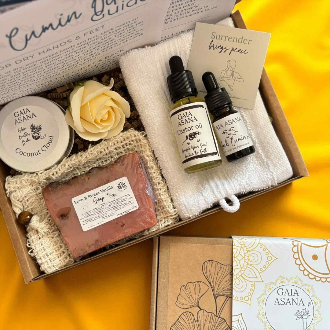 Castor Oil Skin Self Care Gift Box Black Cumin Natural Wellness Box for ...