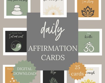 daily affirmations digital download wellbeing cards yoga teacher tools daily meditation prompts everyday mantras for self care printable PDF