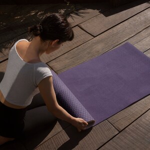 eco-friendly rubber and jute yoga mat, made in the UK
