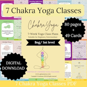 Script per lezioni di yoga sui chakra, pacchetto completo di yoga, download digitale, carte di pratica sui chakra, piani di lezioni di yoga sui chakra, piani di lezioni per insegnanti di yoga