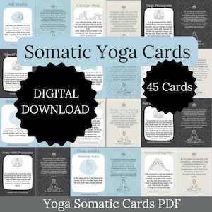Somatische yogahoudingskaarten digitale download yogareeks Mudra kaartspel leraar cadeau yoga Sanskrietnamen Asana Flashcards PDF pranyamakaarten