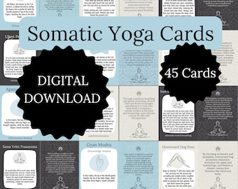 Somatische yogahoudingskaarten digitale download yogareeks Mudra kaartspel leraar cadeau yoga Sanskrietnamen Asana Flashcards PDF pranyamakaarten
