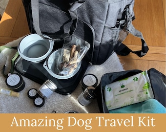 Dog travel set dog travel bag pets holdall dog bag backpack dog gear holiday bag dog weekend bag for dog overnight bag outdoor bag for dog