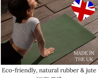 Green yoga mat eco yoga mat non slip yoga lover natural rubber jute mat low carbon footprint yoga mat durable natural surface ecoyoga mat
