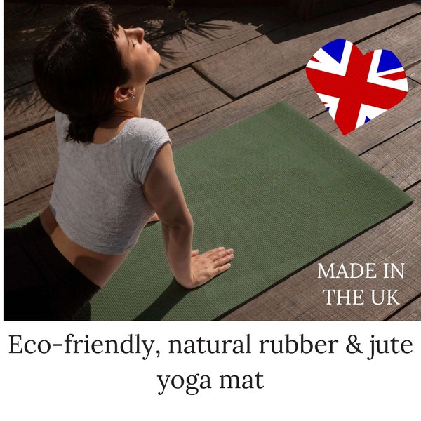 Green yoga mat eco yoga mat non slip yoga lover natural rubber jute mat low carbon footprint yoga mat durable natural surface ecoyoga mat