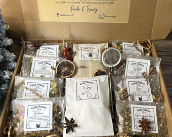 Tea Lover Gift Tea Tasting Set Herbal Tea Variety Pack xmas Day Gift Birthday Gift Wellness Self Care Box Loose Leaf Tea Sampler Present
