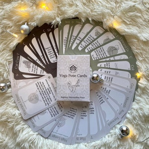 Tarjetas de yoga para profesores, regalo de yoga, tarjetas de posturas de yoga, afirmaciones diarias, nombres en sánscrito, tarjetas didácticas de asanas, secuencias de ejercicios, principiantes, intermedios