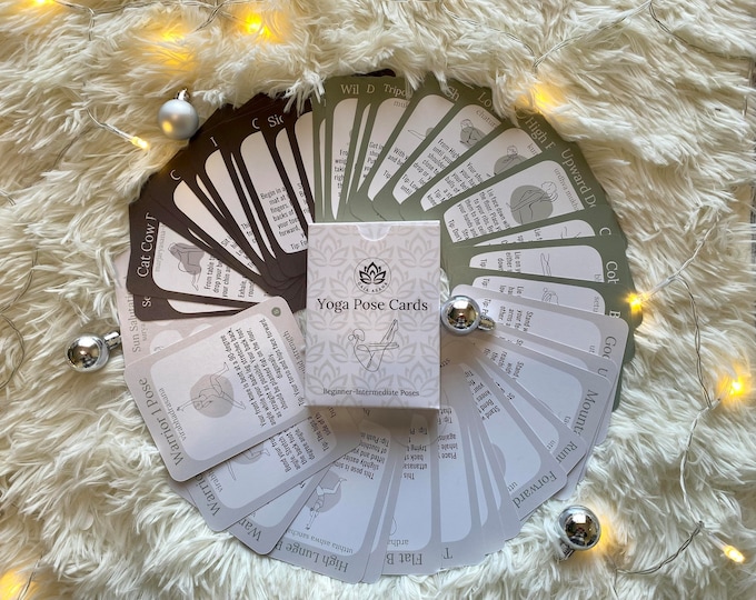Yoga cards for self practice Daily affirmations Sanskrit names Asana Flashcards Yoga poses cards for beginners intermediate Fitness sequence