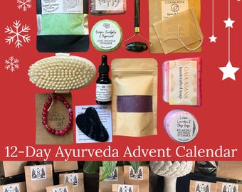Ayurveda advent calendar 2026 12 Day dosha balance gift set with soaps oils gua sha Christmas holistic wellbeing box