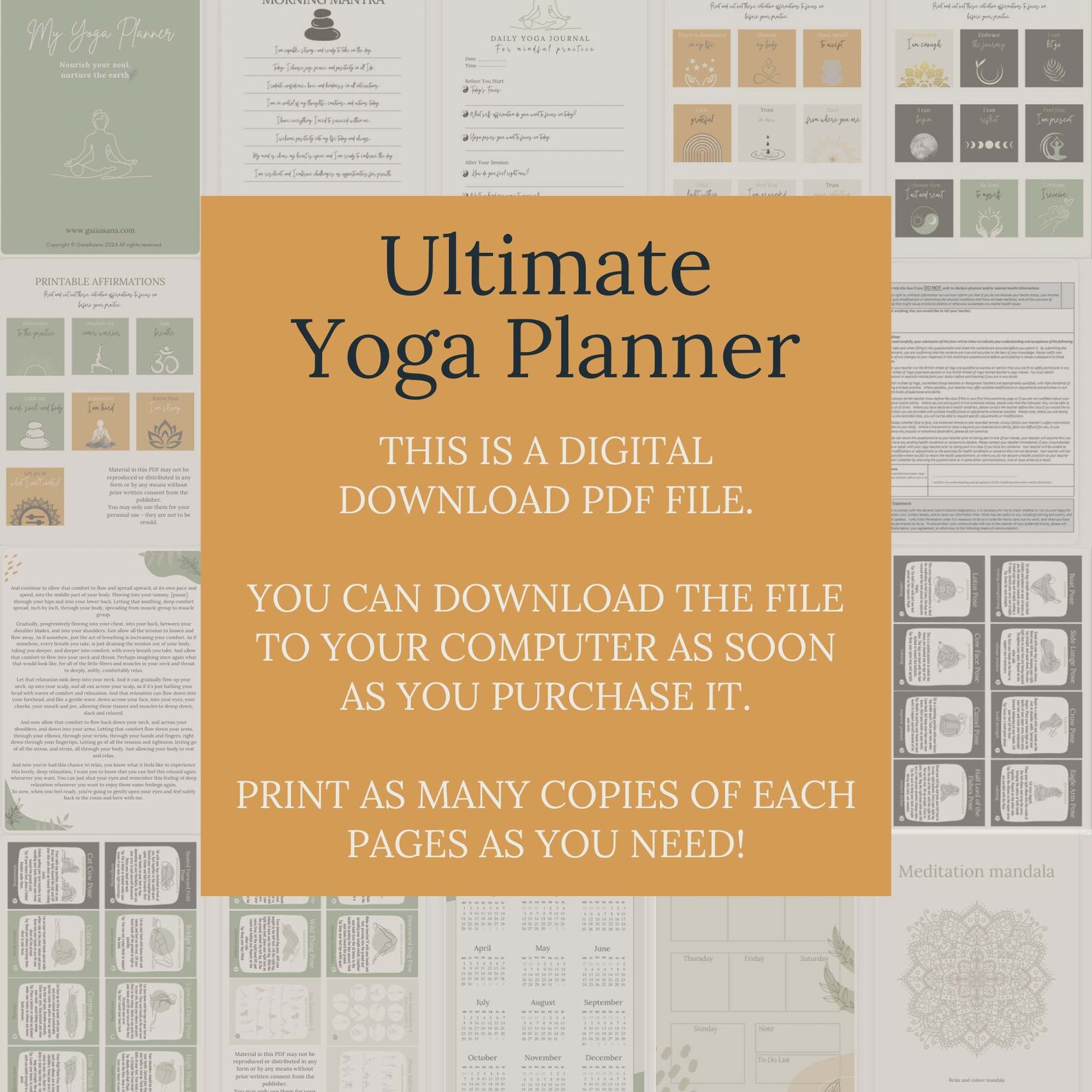 Yoga Planner Digital Download Yoga Sequence Cards Deck Yoga Teacher ...
