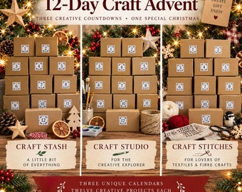 12-Day craft advent calendar for adults Creative Christmas countdown DIY craft kits Choose Craft Stash Studio or Stitches