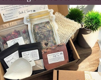 Herbal tea and bath gift box relaxation time holistic health mindfulness gift yoga sleep well gift herbalism natural vegan gift self care