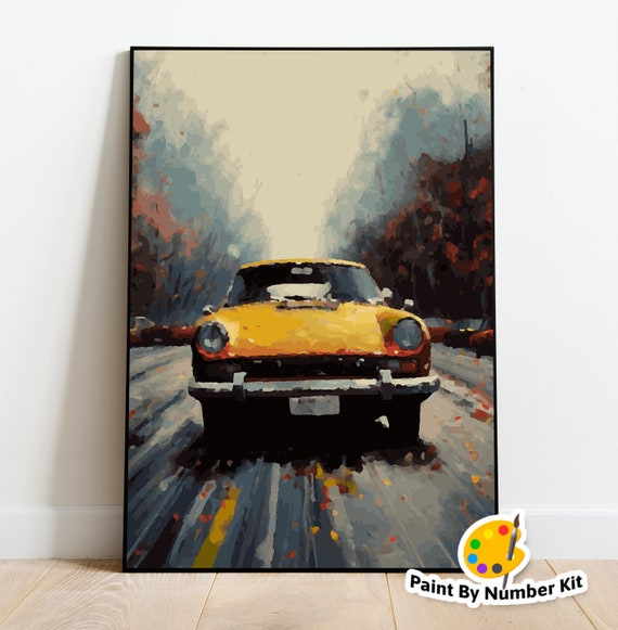 Painting on Canvas With Numbers Yellow Car Acrylic Painting Canvas for  Adults DIY Painting Kit -  Ireland
