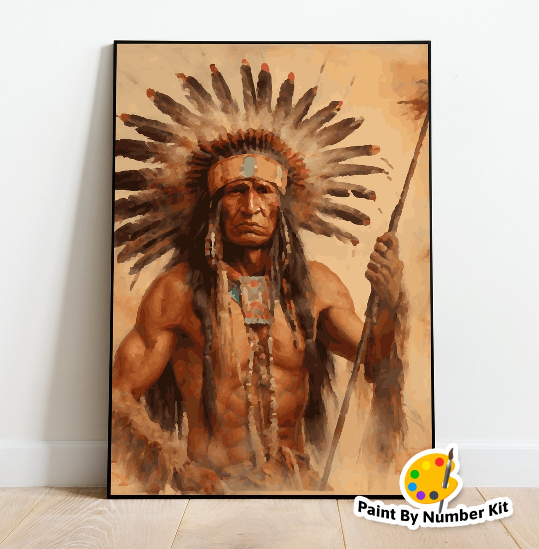 Indian Chief Painting by Number Easy Acrylic Painting for Beginners ...