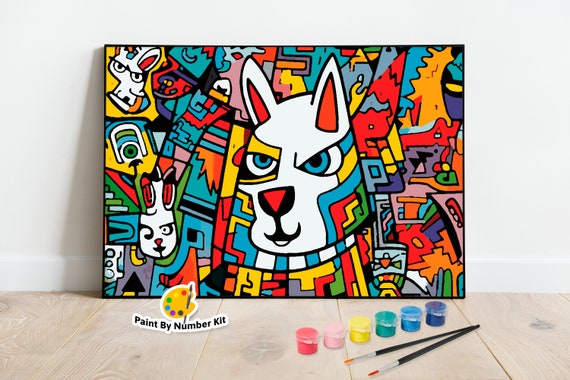 Painting With Numbers Adult Colorful Lama DIY Painting Canvas With Number  Easy Acrylic Painting for Beginners 