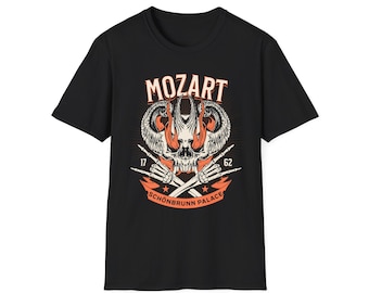 Mozart Metal Band T-Shirt, Musician Tee, Classical Composer Shirt, Unisex Softstyle Top, Music Lover Gift