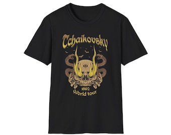Tchaikovsky World Tour Band Tee, Classical Composer Metal T-Shirt, Unisex Softstyle, Music Lover Gift, Musician Shirt, Music Festival Tee,