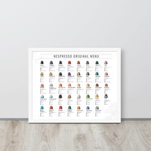 Menú original de Nespresso: impresión en papel de primera calidad, arte mural de Nespresso, póster de Nespresso, cápsulas de Nespresso y cápsulas de Nespresso