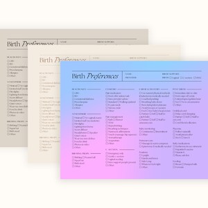 Birth Plan Template • Fully Editable & Printable • Modern, Minimal, Neutral, Gradient