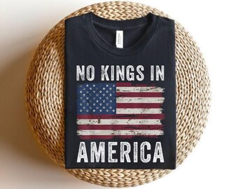 Camiseta "No Kings In America", divertida camiseta demócrata, anti-Trump, patriota, EE. UU., protesta liberal, bandera estadounidense, 4 de julio