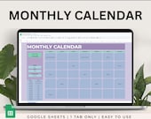Monthly Calendar Google Sheets Spreadsheet, Monthly Template, Editable, Custom Calendar, Undated Task Planner, Editable Calendar Digital