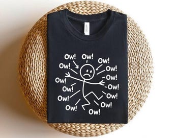 Camiseta divertida con el personaje "Ay, ay, ay", para concienciar sobre el dolor crónico, dolor corporal, figura de palito, regalo para él