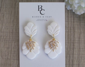 Boucles d'oreilles "Wedding" en argile polymère, fabriqué en France.