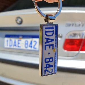 Number Plate Keyring with Name, Car Logo, Photo - Personalised  Keyrings Australian License Plate Mercedes BMW Toyota Mazda Ford Keychain