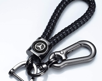 Genuine Leather Mercedes Benz Keychain: Car Logo Keyring