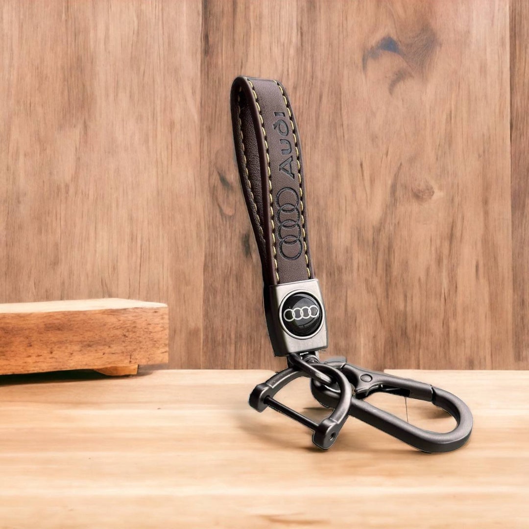 Genuine Leather Audi Keychain: Car Logo Keyring - Etsy