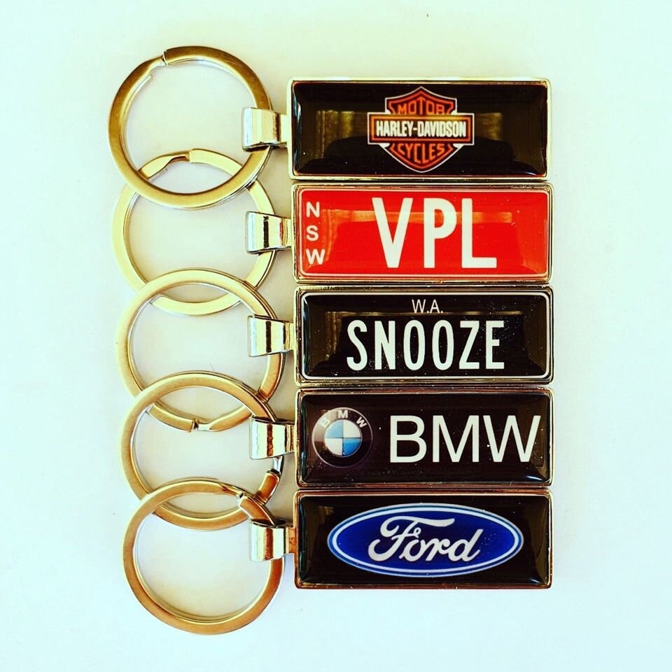 Number Plate Keyring With Name, Car Logo, Photo Personalised Keyrings
