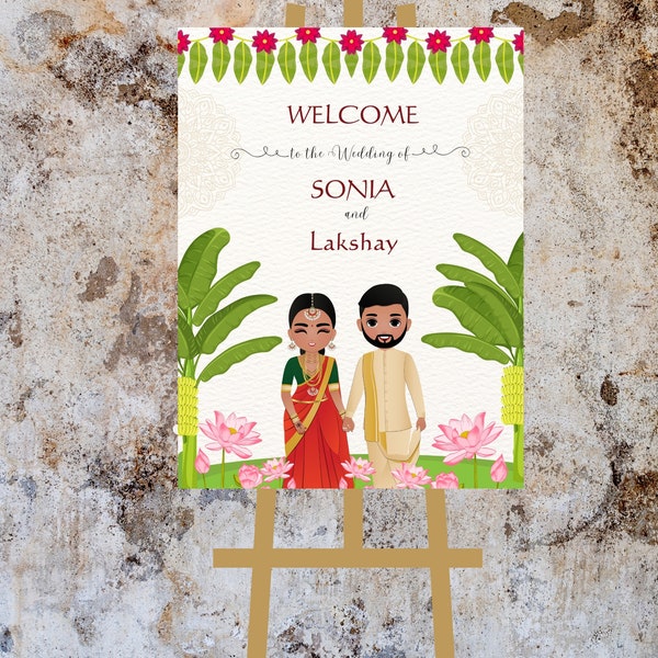 South Indian Wedding Signs, Welcome Tamil Wedding signs, South Indian Wedding signage, Welcome Wedding Signage.