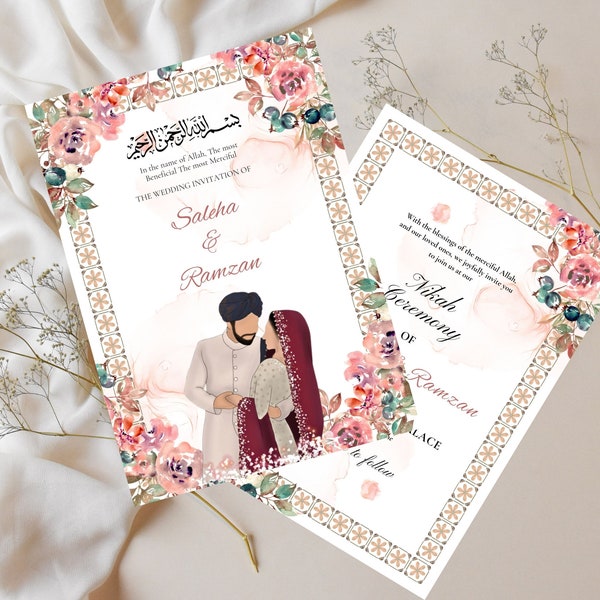 Muslim Wedding Card, Nikkah Invitation, Islamic Wedding Card, Shadi Card, Digital Nikkah Invite