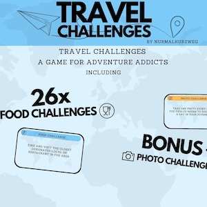 TRAVEL FOOD CHALLENGES - Kartenspiel DlY (26 Food Challenges + Bonus Photo Challenges) - Pärchen Travel Game