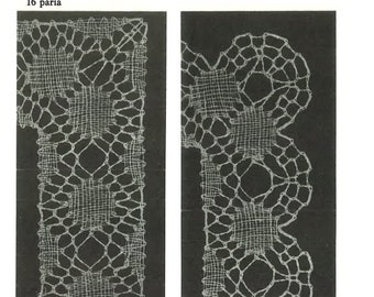 Puede incluir: Una imagen en blanco y negro de dos patrones de encaje. El encaje es un diseño delicado e intrincado con un patrón repetitivo de cuadrados y círculos. El encaje está hecho con un hilo fino y es muy delicado. El encaje es una artesanía tradicional y se utiliza a menudo para la ropa y la decoración del hogar.