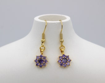 Dangle Drop Amethyst Earrings * Minimalist and Dainty Dangle Drop Earrings * Gold Filled Purple Zircon Earrings * Raw Amethyst Earrings