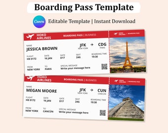 Customizable Boarding Pass Template: Photo Keepsake (Canva Editable, Digital Download)