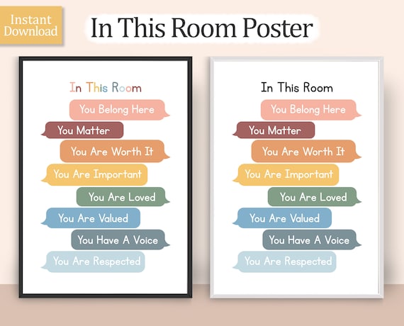 In This Classroom Poster, In This Room You Matter You Are Loved Poster, Rainbow Classroom Decor, Kids Room Decor, Instant Download