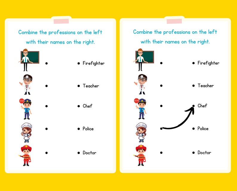 Printable Matching Game Book, Fruits Matching Game Pages, Preschool