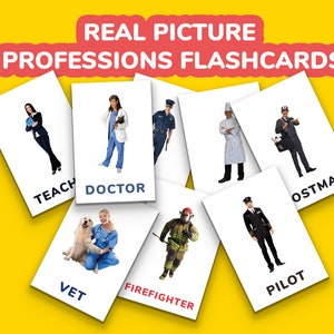 40 schede flash con immagine reale di professioni, schede Montessori Jobs And Occupations, schede stampabili, materiali per la scuola a casa, schede in età prescolare