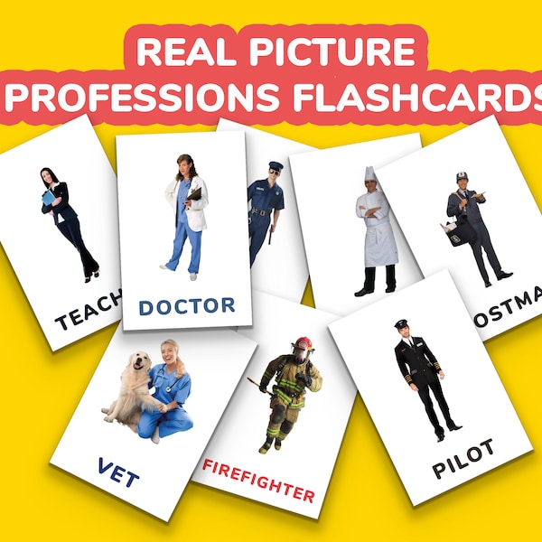 40 Real Picture Professions Flashcards, Montessori Jobs And Occupations Flashcards, Printable Cards, Homeschool Materials, Preschool cards