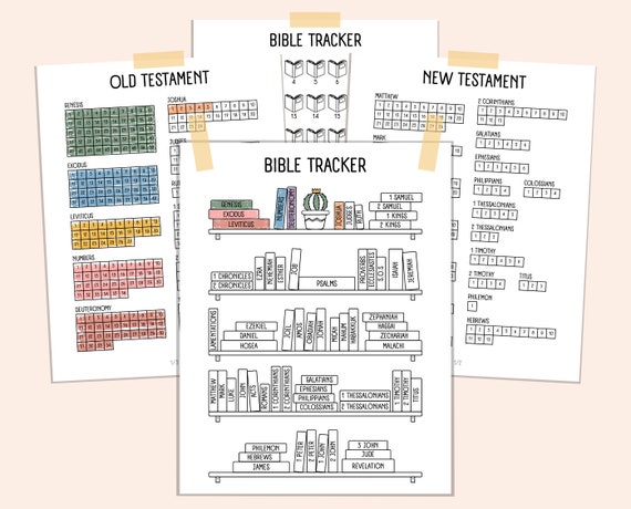 BIBLE READING TRACKER Printable, Books Of The Bible, Christian Planner, Bible Bookshelf, Bible Book Tracker, Digital Download