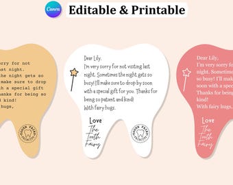 Editable Tooth Fairy Apology Letter: Printable Canva Card (Digital Download)