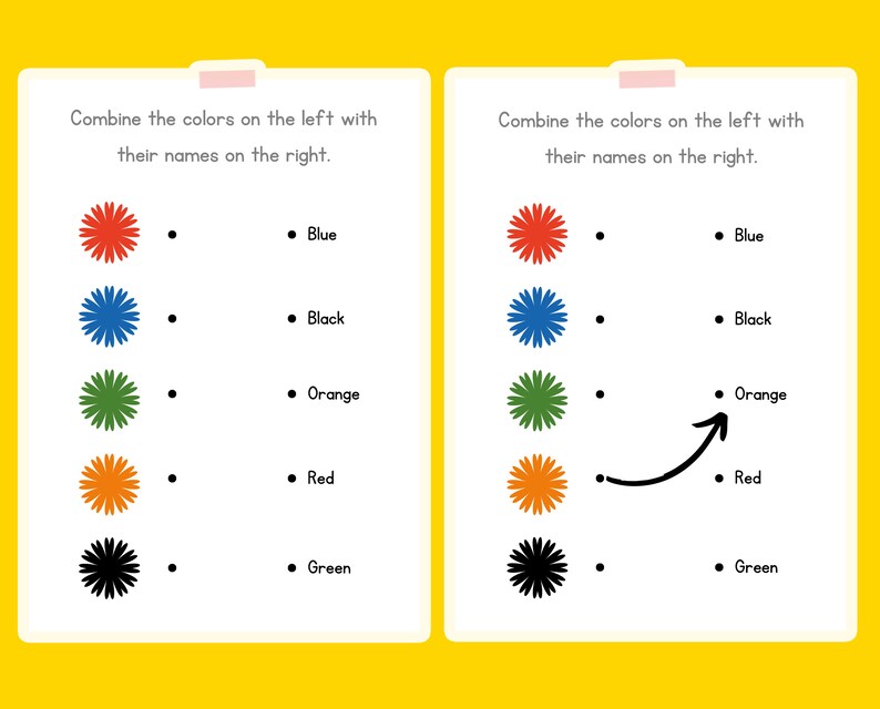 Printable Matching Game Book, Fruits Matching Game Pages, Preschool