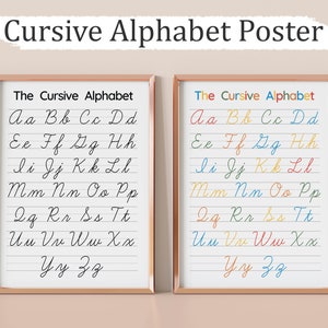 Druckbare Schreibschrift ALPHABET POSTER, Schreibschrift Handschrift, Alphabet Poster, Klassenzimmer Poster für Wand, Lernposter, Schreibschrift