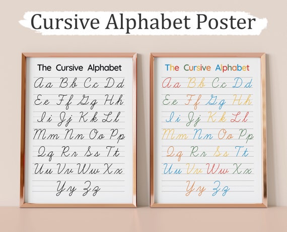 Printable CURSIVE ALPHABET POSTER, Cursive Handwriting Chart, Alphabet Poster, Classroom Poster for Wall, Educational Posters, Cursive