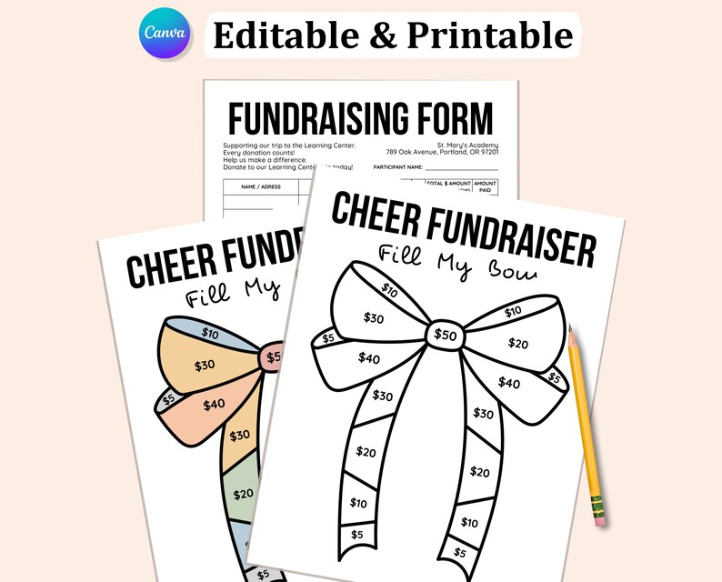 Editable CHEER FUNDRAISER Template, Fill My Bows Fundraiser, Fill My ...