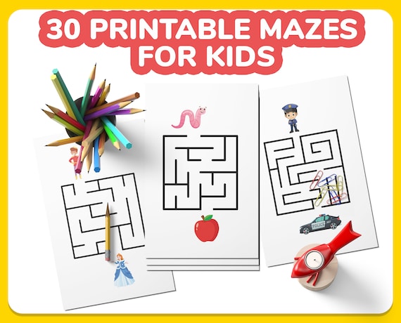 30 Printable Mazes For Kids, Preschool Mazes Challenge Pages, An Amazing Fun Maze Activity, Kids Mazes Games, Children's activities,