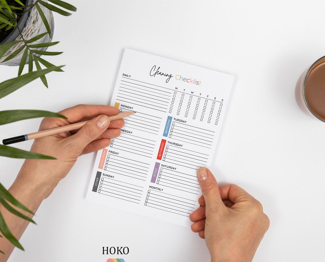 Daily, Weekly, Monthly Cleaning Checklist Editable, Daily Cleaning ...