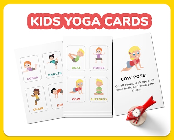 Kids Yoga Pose Cards, Children’s Yoga Pose Flashcards, Yoga Pose Lesson Pages For Kids, Montessori Printable Cards Toddler, Fitness Activity